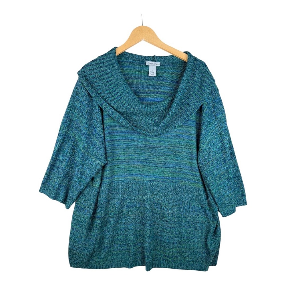 Catherines Short Sleeve Cowl Neck Sweater size 3X Teal/Green